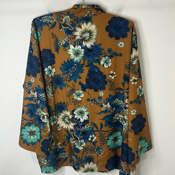 NWT Bryn Walker Bellagio Floral Print Alabama Shirt Tunic Ochre Teal Medium - Picture 16 of 16